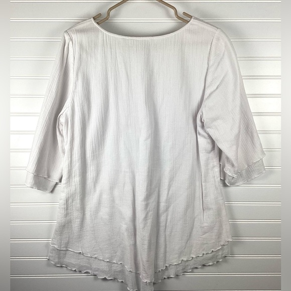 Soft Surroundings Women's Top SZ Medium White Overlay Tunic Blouse 3/4 Sleeves - Picture 5 of 6